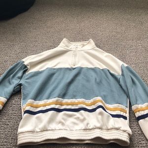 Quarter Zip up sweater white, blue, yellow, navy